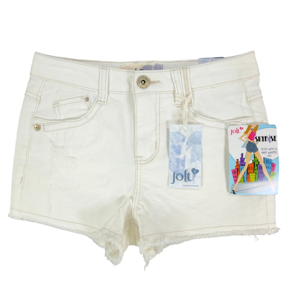 Jolt Y2K Skyrise High Waisted Denim Shorts Juniors 3 White Cotton NWT